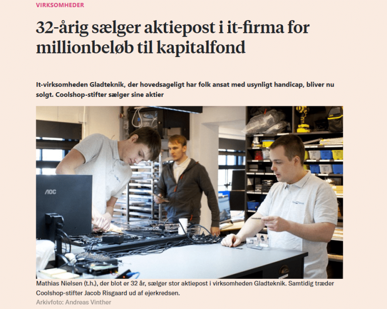 32-årig sælger aktiepost i it-firma for millionbeløb til kapital­fond