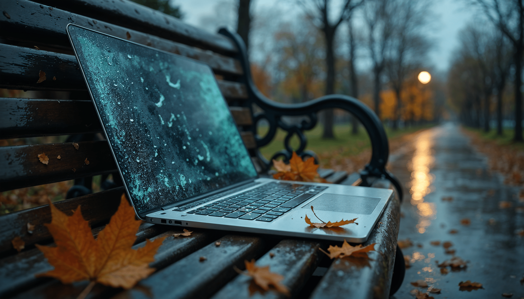 MacBook på bænk